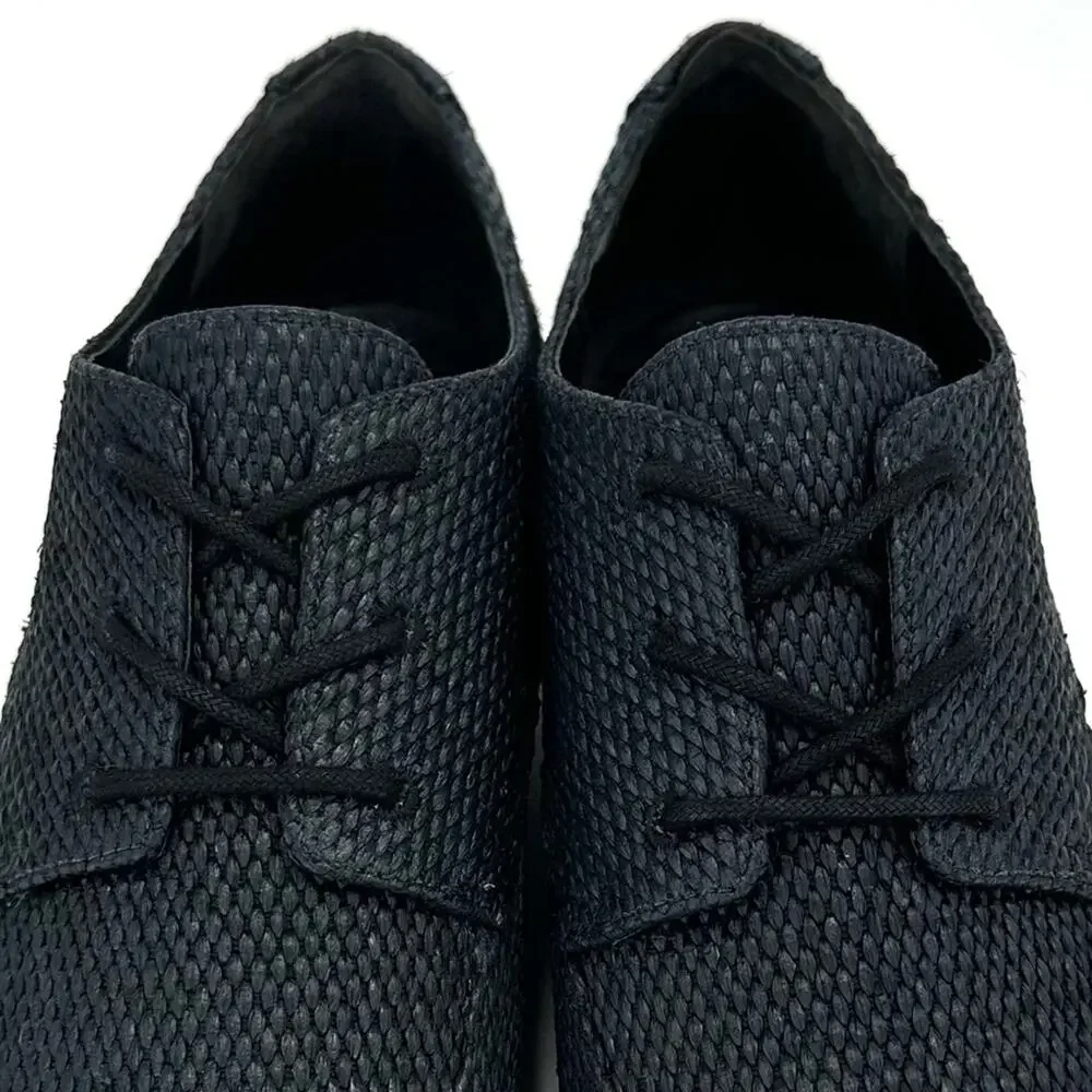 Vince Zina Platform Sneaker Size 8 Black Raffia Tweed Oxford/Derby Laced Wedged